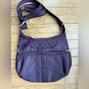 Travelon Plum color Women's Bag with quilting and slip pocket amazing hardware